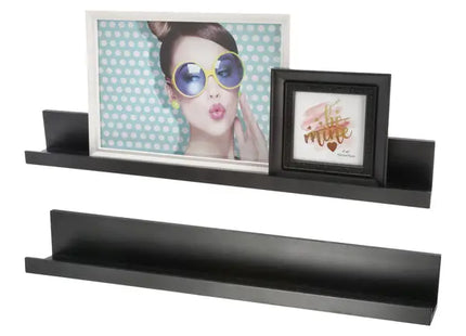 Bilderleiste, schwarz, 58x6,8 cm – Moderne Galerie | Kompakte Wandablage für Fotos TK Gruppe® Grosshandel 