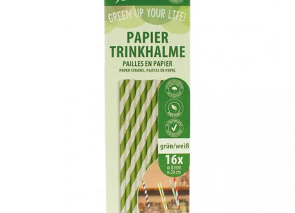 Biodegradable Green & White Paper Straws, 16-Pack, 8mmx20cm - Sustainable Sipping TK Gruppe® Grosshandel 