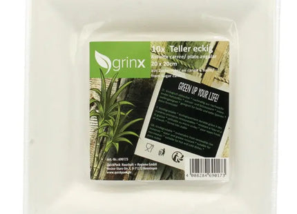 Biologisch abbaubare Zuckerrohr-Teller, quadratisch 20x20cm, 10 Stück TK Gruppe® Grosshandel 