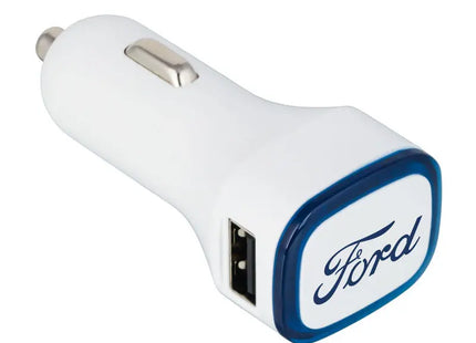 USB-Autoladeadapter COLLECTION 500 - Weiß/Blau Stilvolles Laden für unterwegs TK Gruppe® Grosshandel 