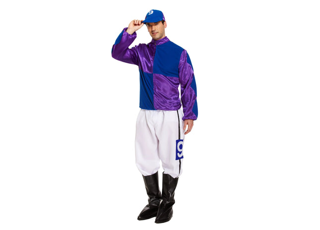 Erwachsenen-Jockey-Kostüm in Lila/Blau, hochwertig und authentisch TK Gruppe® Grosshandel 