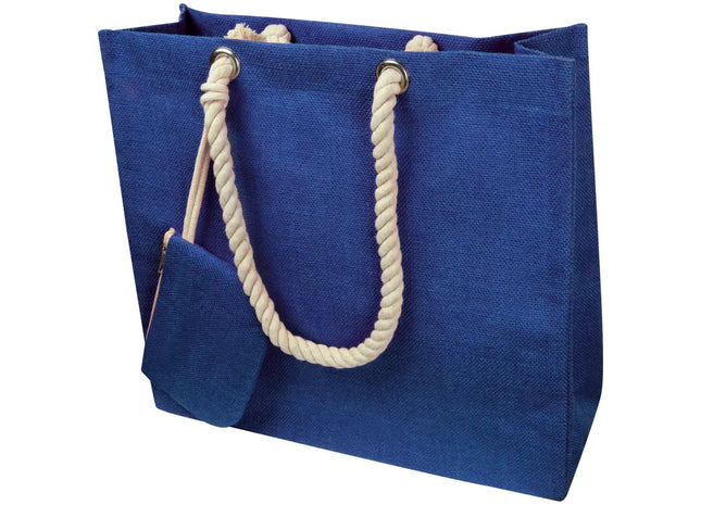 Blaue Jutetasche mit Schnurgriffen, Öko-freundlich & Stilvoll TK Gruppe® Grosshandel 