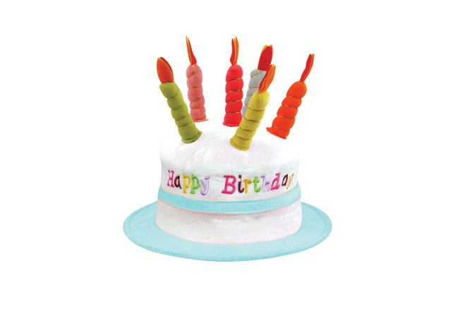 Blauer Geburtstagskuchenhut mit 6 Kerzen | Festlicher Partyhut für Erwachsene TK Gruppe® Grosshandel 