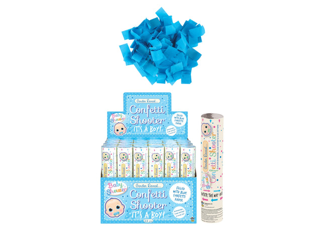 Blaues Konfetti-Shooter 20 cm – Papier-Partykanone „It's A Boy“. TK Gruppe® Grosshandel 