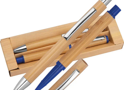 Blaues Schreibset aus Bambus - Nachhaltig & Stilvoll TK Gruppe® Grosshandel 