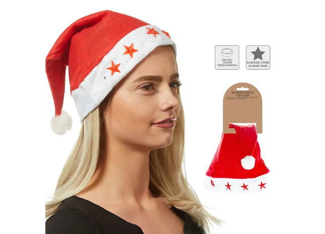 Blinkende Stern Weihnachtsmütze – Festlicher Glanz für Weihnachtsfeiern TK Gruppe® Grosshandel 