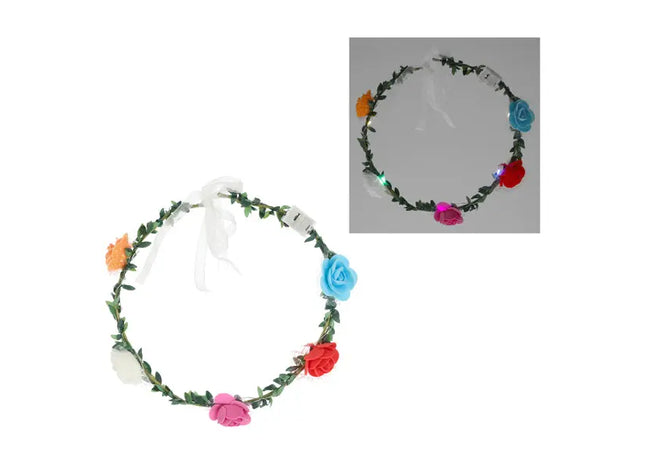 Blumen-Haarband mit 5 LEDs - Beleuchtetes Blumendiadem für besondere Anlässe TK Gruppe® Grosshandel 