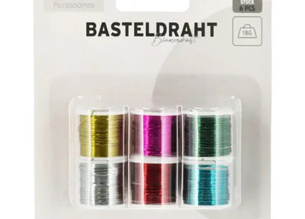 Basteldraht/Blumendraht, 6er Farbmix, je 18g – Vielseitig & Bunt TK Gruppe® Grosshandel 