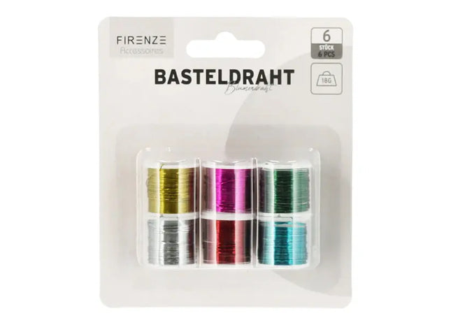 Basteldraht/Blumendraht, 6er Farbmix, je 18g – Vielseitig & Bunt TK Gruppe® Grosshandel 