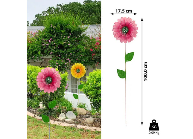 Blumenspieß-Set - Gerbera-Duo, Garten-Deko, Höhe 100 cm TK Gruppe® Grosshandel 