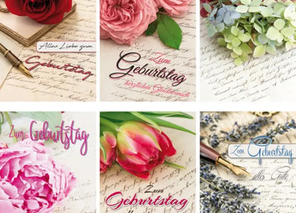 Blumige Geburtstagskarte 17x11,5 cm mit Naturdesign TK Gruppe® Grosshandel 