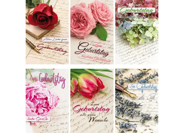 Blumige Geburtstagskarte 17x11,5 cm mit Naturdesign TK Gruppe® Grosshandel 