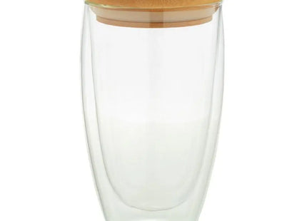 Bondina L Glas-Thermobecher, 420 ml – durchsichtiger Isolierbecher mit natürlicher Note TK Gruppe® Grosshandel 