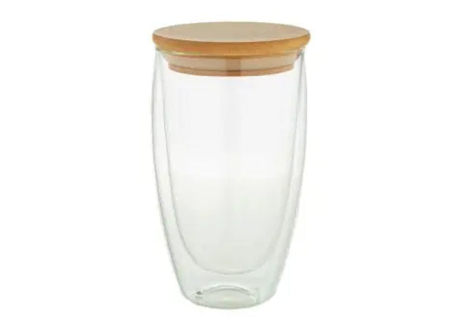 Bondina L Glas-Thermobecher, 420ml, Transparent & Natur TK Gruppe® Grosshandel 