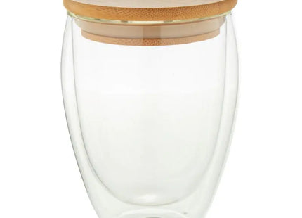Bondina M Glas-Thermobecher, 330 ml – durchsichtiger Isolierbecher mit natürlicher Note TK Gruppe® Grosshandel 