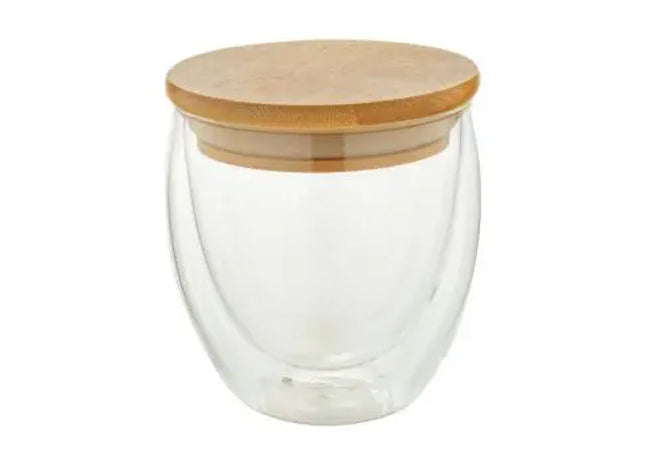 Bondina S Glas-Thermobecher, 300ml, Klar & Naturtöne TK Gruppe® Grosshandel 