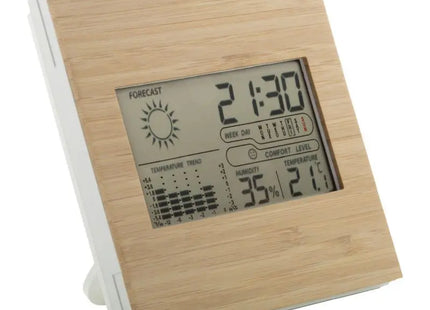 Boocast Wetterstation - Natürliche Holz Thermometer, Hygrometer und Uhr für Innenräume TK Gruppe® Grosshandel 