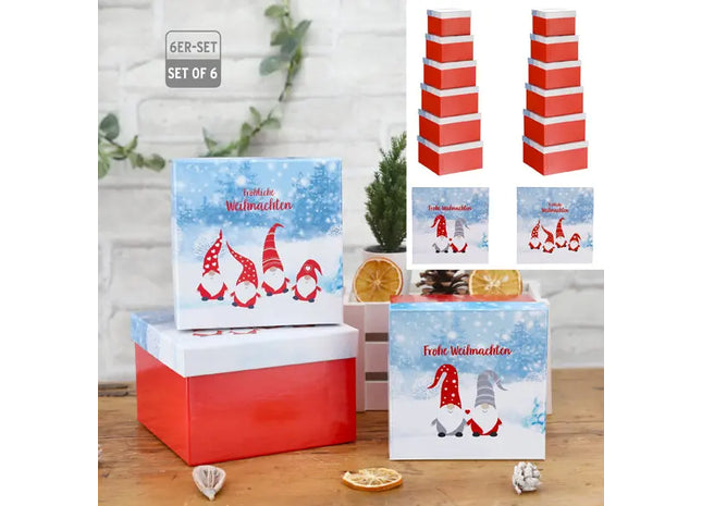 Boxenset, Wichtel-Design, quadratisch, 2 Größen, 6er Set – Vielseitige Aufbewahrungslösung TK Gruppe® Grosshandel 