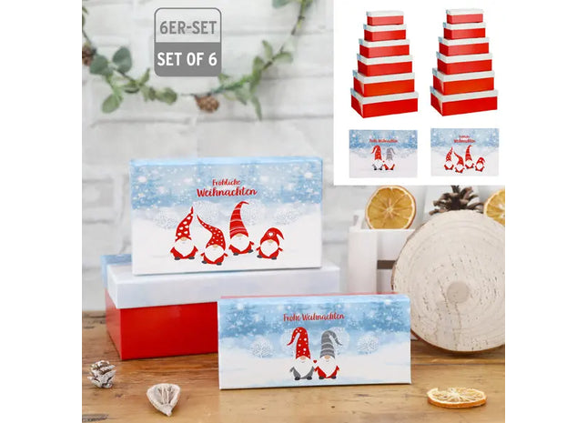 Boxenset, Wichtel-Design, rechteckig, 2 Größen, 6er Set – Vielseitige Aufbewahrungslösung TK Gruppe® Grosshandel 