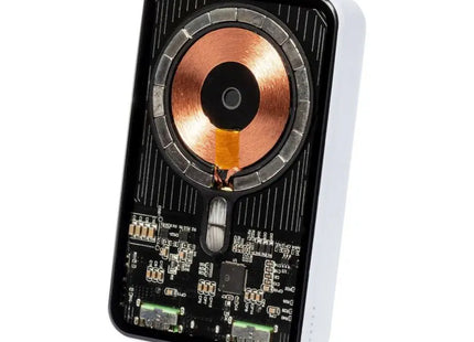 Bramson Transparente Powerbank, Hochleistungsakku - Weiß, Tragbares Ladegerät TK Gruppe® Grosshandel 