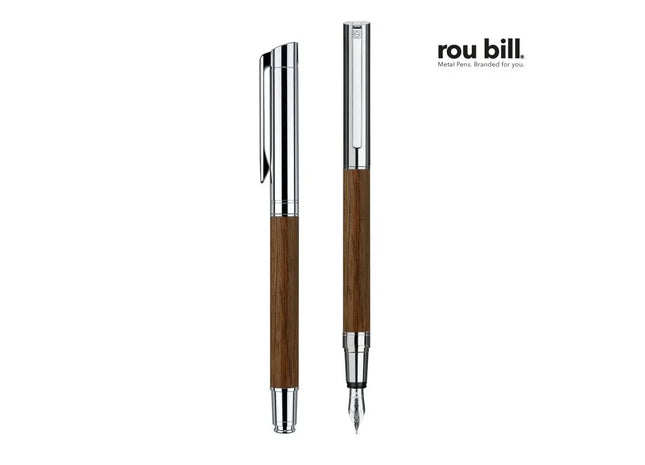 Tizio Füllhalter - Silber/Braun Elegantes Schreibgerät für anspruchsvolle Schreiber TK Gruppe® Grosshandel 