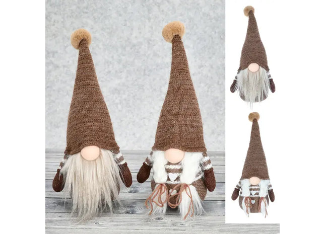 Braune Wichtel – 2er Set, Dekorative Figuren, ca. 16x40cm, Rustikale Wohndekoration TK Gruppe® Grosshandel 