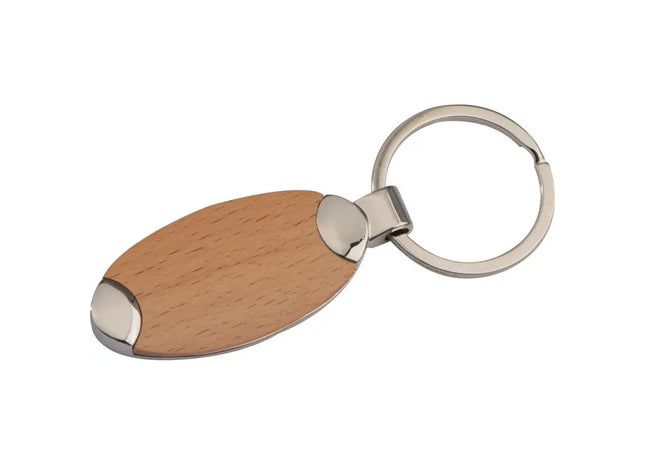 Brauner Schlüsselanhänger aus Metall und Holz - Baltrum Design TK Gruppe® Grosshandel 