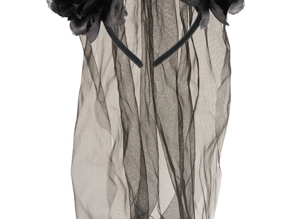 Braut Haarreif Mit Schwarzen Blumen & Schleier – Ideal für Halloween & Kostümpartys TK Gruppe® Grosshandel 