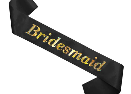 Brautjungfernschärpe schwarz mit holografischem Text – Hochzeits-Party-Accessoire TK Gruppe® Grosshandel 