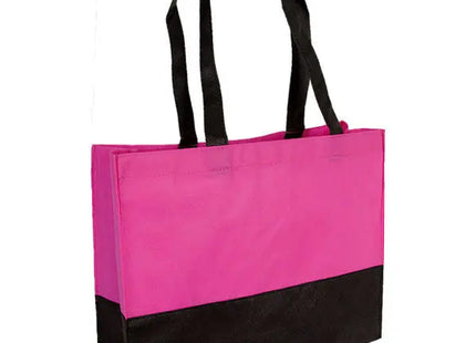 Breite PP-Tragetasche in Pink-Schwarz mit Langen Henkeln - Stylisch & Praktisch TK Gruppe® Grosshandel 