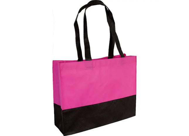Breite PP-Tragetasche in Pink-Schwarz mit Langen Henkeln - Stylisch & Praktisch TK Gruppe® Grosshandel 