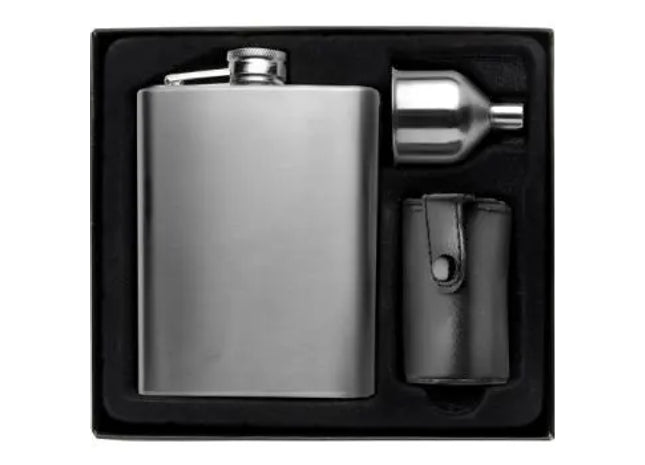 Brittany Edelstahl Flachmann-Set in Silber – Elegantes Trinkzubehör TK Gruppe® Grosshandel 