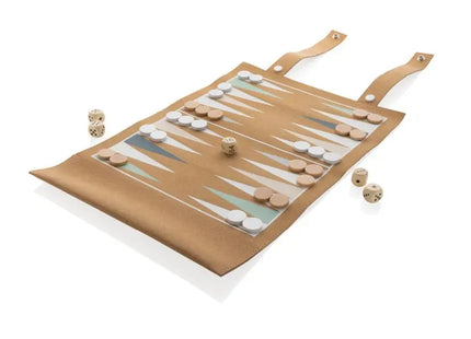 Britton Faltbares Backgammon und Damespiel aus Kork in Braun - Öko-freundliches Design TK Gruppe® Grosshandel 