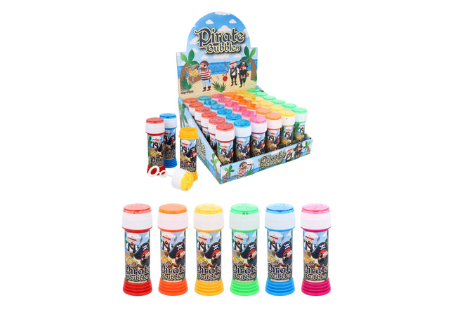 Bubble Tubs Seifenblasen im Piraten-Design, 50 ml, mit Maze-Puzzle-Deckel, verschiedene Farben, 6er-Pack TK Gruppe® Grosshandel 
