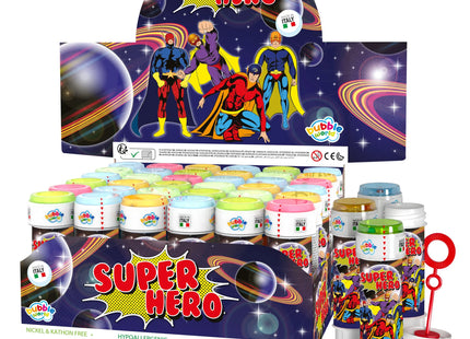 Bubble Tubs Super Hero 60ml Seifenblasen mit Labyrinth-Puzzle Deckel für Kinder TK Gruppe® Grosshandel 