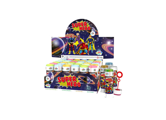 Bubble Tubs Super Hero 60ml Seifenblasen mit Labyrinth-Puzzle Deckel für Kinder TK Gruppe® Grosshandel 