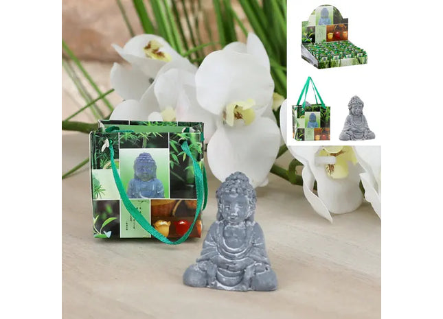 Buddha-Figur in kleiner Geschenktüte, grau, ca. 5 cm hoch - Ideal für Zen-Geschenke TK Gruppe® Grosshandel 