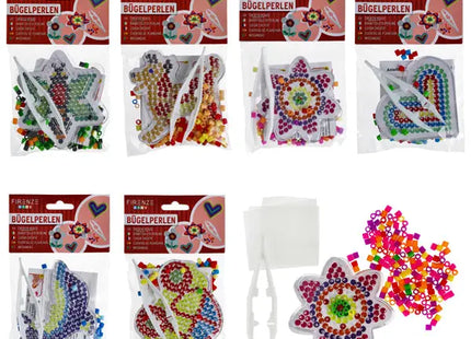Bügelperlen-Set mit Schablonen – Kreatives Bastelset, 6-fach sortiert TK Gruppe® Grosshandel 