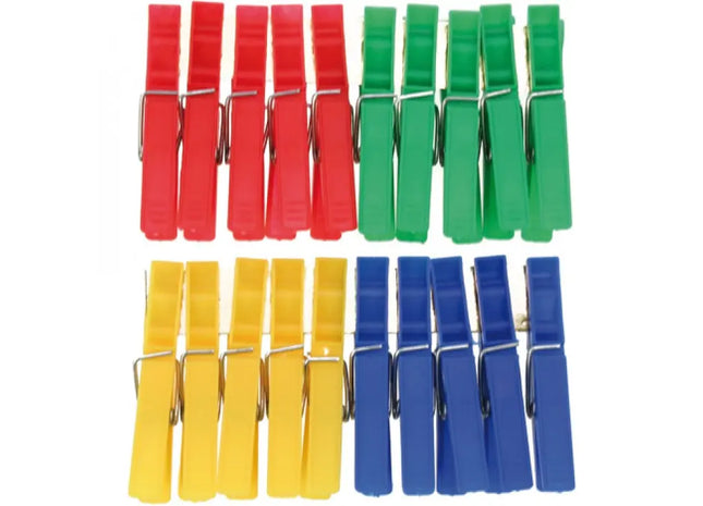 Bunte Allzweck-Klammern, 20 Stück, 7x1cm - Vielseitige Wäscheklammern TK Gruppe® Grosshandel 