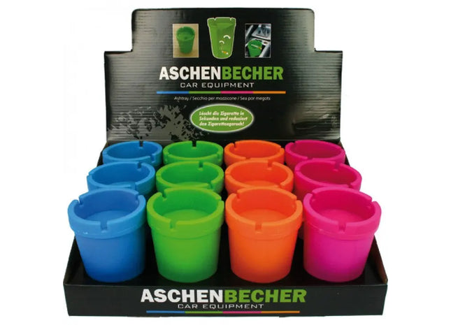 Bunte Aschenbecher im Display, Sortiert, 11x8cm - Modern & Praktisch TK Gruppe® Grosshandel 