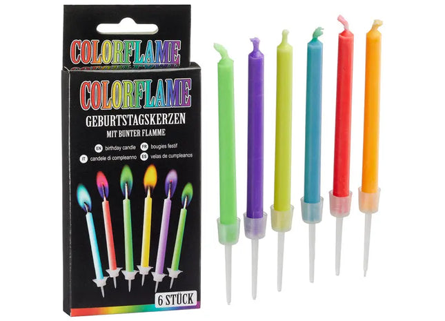 Bunte Flammen Geburtstagskerzen – Magisches Leuchten, 6er Set, 6cm TK Gruppe® Grosshandel 