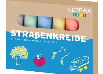 Bunte Gehweg-Malstifte, Sechserpack - 6 leuchtende Straßenmalkreiden TK Gruppe® Grosshandel 