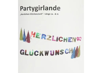 Bunte Girlande Herzlichen Glückwunsch, 400cm Länge - Perfekt für Feiern und Partys TK Gruppe® Grosshandel 