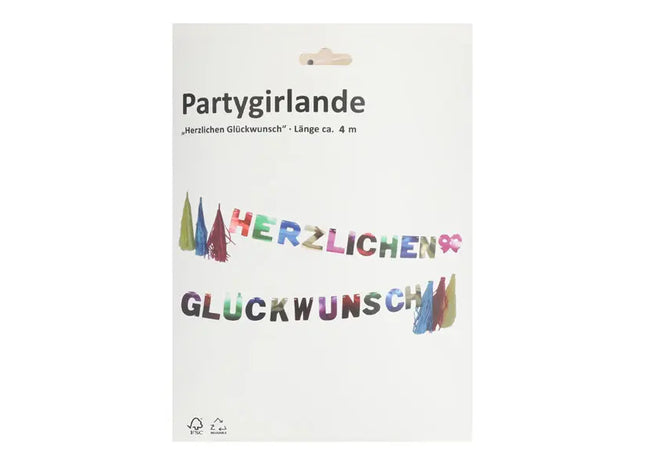 Bunte Girlande Herzlichen Glückwunsch, 400cm Länge - Perfekt für Feiern und Partys TK Gruppe® Grosshandel 