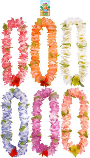 Bunte Hula Lei Blumenkette, 120 cm – Tropische Partydekoration mit 8 cm großen Blumenblättern in 6 Farben TK Gruppe® Grosshandel 