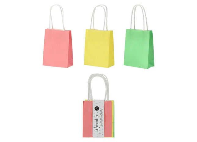 Bunte Kraftpapiertüten, 3er-Set, Klein, 10x13x5cm - Umweltfreundlich TK Gruppe® Grosshandel 