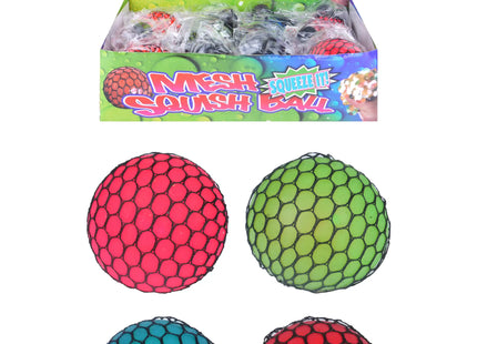Bunte Mesh Stressbälle 7cm – Squeeze Ball Set, 4Er-Pack, Verschiedene Farben, Sensorisches Spielzeug TK Gruppe® Grosshandel 