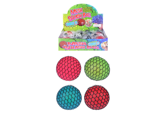 Bunte Mesh Stressbälle 7cm – Squeeze Ball Set, 4Er-Pack, Verschiedene Farben, Sensorisches Spielzeug TK Gruppe® Grosshandel 