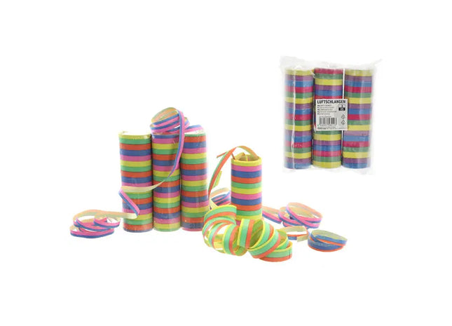 Bunte Party-Luftschlangen - 3er Pack, 18 Rollen, 4 Farben, Deko-Highlight TK Gruppe® Grosshandel 