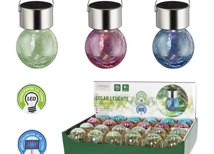 Bunte Solarleuchte mit Rissen, 3er-Pack, ca. 6x13cm - Beleuchtung für den Garten mit Solarenergie TK Gruppe® Grosshandel 